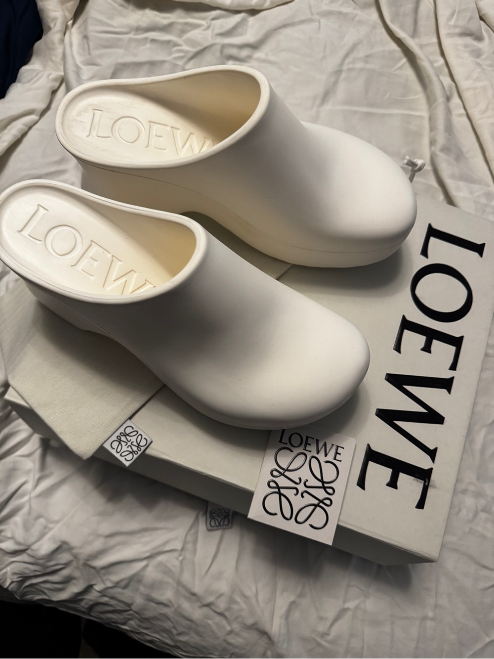 Loewe White Molded Clog Mules
